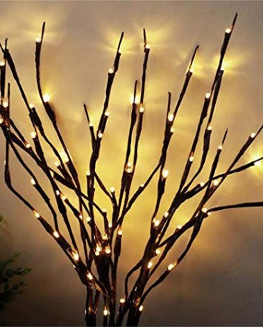 2 Pack Decorative LED Lighted Branch Lights Battery Operated Artificial LED Twig Branches Decoration for Home Room Decor Christmas Vase (Warm White, 29.5 Inches, 20leds)