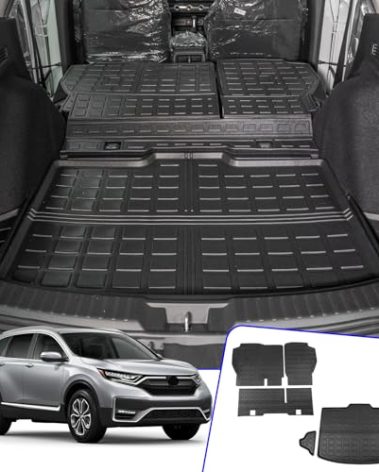 Rongtaod Cargo Mat Compatible with 2023 2024 2025 2026 Honda CRV Trunk Mat Cargo Liner TPE All Weather Back Seat Cover Protector CR-V Accessories (Fit Lower Deck,Backrest Mats+Trunk Mat)