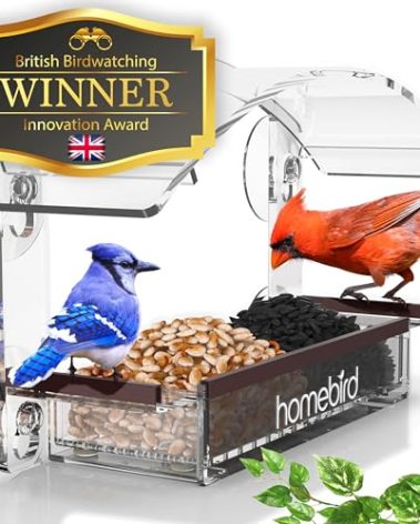 Window Bird Feeder with Strong Suction Cups - (Upgraded 2025 Model) Clear Acrylic Feeder Window for Cats Bird House Gift