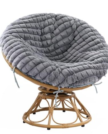 BALAPET Faux Fur Soft Plaid Papasan Cushion Cover,Papasan Chair Cushion Cover with Zipper and 8 Ties, Soft and Skin-Friendly, Removable and Machine Washable, Suitable for Round Chair Cushions