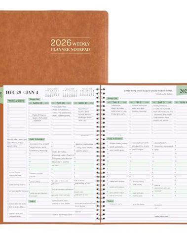 2026 Planner - Planner 2026 Weekly and Monthly, 11.38'' x 8.74'', 2026 Calendar Leather Planner, JAN 2026 - DEC 2026, Daily Hourly Appointment Book, To Do List, Monthly Tabs, Faux Soft Leather, Back Pockets - Brown