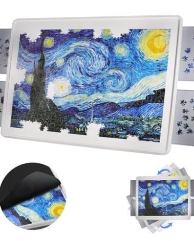 STAOOF Puzzle Board, 1500 Pieces Plastic Rotating Puzzle Board with 4 Drawers and Protective Cover - 35"x27" Portable Jigsaw Puzzle Table for Adults - 360° Lazy Susan Spinning, Ideal Gift for Mom