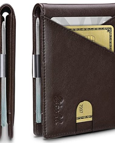 Zitahli Wallet for Men - with Money Clip Slim Leather Slots Credit Card Holder RFID Blocking Bifold Minimalist Wallets with Gift Box
