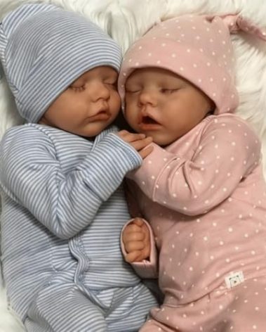 Anano Reborn Baby Dolls Silicone Full Body, 18 in Realistic Baby Doll Twins Girl, Full Silicone Babys Doll Lifelike, Newborn Real Life Babys Reborn Twins Dolls with Accessories