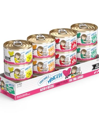 Weruva BFF Minced Natural Wet Cat Food, Batch O Besties Variety Pack, 3oz Can, Pack of 12