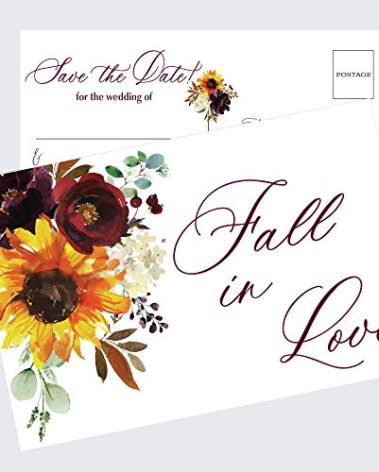Moonrise Papery Fall Wedding Save the Date Cards, Set of 50 Save the Date Postcards, Fall Colors Save the Date Cards, Save the Date Wedding Invitation Cards 6inch wide x 4inch tall