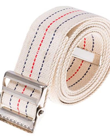 COW&COW Transfer and Gait Belt with Metal Buckle - Transfer Walking and Standing Assist Aid for Caregiver Nurse Therapist 2 inches (Beige with Stripes, 60")