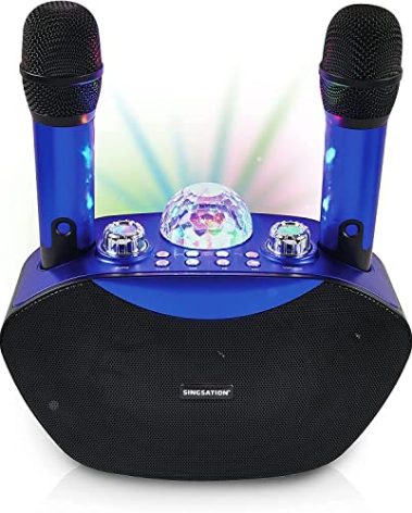 Singsation Karaoke Machine, 5.0 Bluetooth Portable Home System for Kids and Adults, 2 Wireless Microphones, Awesome Sounds Affects & Disco Light Shows, Light FX, Sound FX, Echo FX, USB and Micro SD