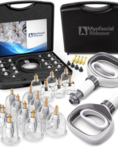 Myofascial Releaser Professional Cupping Therapy Set - 18 Multi-Sized Vacuum Cups with Two Hand Pumps and Detailed Cupping Book - Massage Cupping Set for Massage Therapists