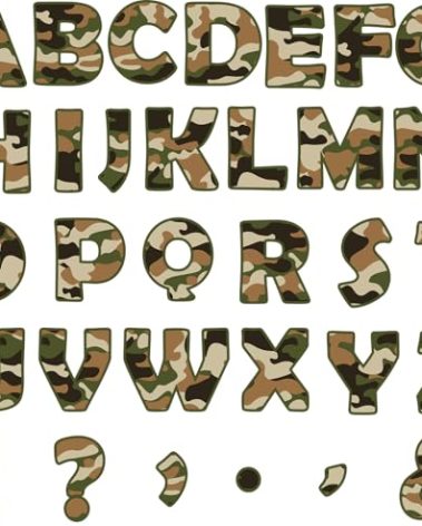 150PCS Large 6" Bulletin Board Letters Set, Camouflage Themed Classroom Alphabet Cutout Letter for Bulletin Board Display Home School, A Great Helper to Inspire Students' Learning Interest