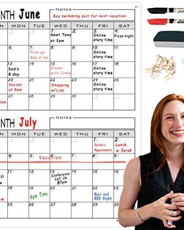 2 Month Dry Erase Calendar For Wall,24"x36" Large 60 Day Erasable & Reusable Wall Planner,Giant Laminated Scheduling Poster,Big Undated Month Planning Whiteboards For Home,Medium Office,School