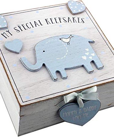 Oaktree Gifts Baby Boy Wooden Memories Keepsake Box Vintage Style