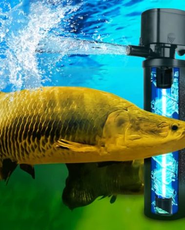 600GPH UV Aquarium Filter for 75-300 Gal Tank, Large Fish Turtle Tank Green Water Clean Machine Submersible Canister Filter Powerful Pump Pond Filter for Saltwater Freshwater Crystal Green Killing