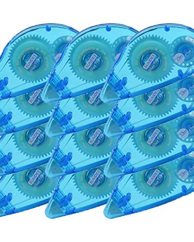 Glue Runner Permanent, Double Sided Adhesive Scrapbook Runner Tape Roller, 0.3-inch by 360-Inch, Permanent Adhesive Dots Roller Applicator, 12 Pack - Blue