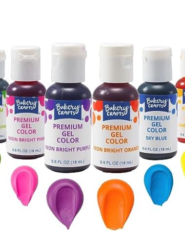 Bakery Crafts Premium Gel Neon Food Coloring 6 Bottle Assortment, 3.6 Fl Oz, Bright Edible Color For Christmas Baking And Decorating, Highly Concentrated, Yellow, Orange, Purple, Blue, Pink, Green | 6 x 0.6FL | Made in USA