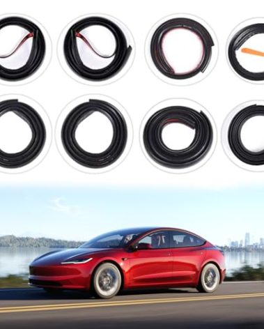 9 Pack Soundproof Sealling Strips Compatible with Tesla Model 3 2020-2024 2025 Accessories Door Seal Kit Soundproof EPDM Rubber Weather Draft Strip Wind Noise Reduction Sound Proofing Kits
