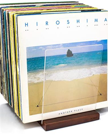 MÖNKE Premium Vinyl Record Storage - a Mid-Century Style Record Holder for Albums, 60-70 LP Capacity - Complements Any Record Player (Brown)