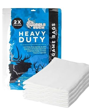 Koola Buck Game Bags Hunting | Heavy Duty Deer Game Bags | Reusable, Breathable & Stretchable Meat Bags | Hunting Gear Accessories & Equipment | Four, Large 50" Deer Quarter Bags | Game Bags Deer