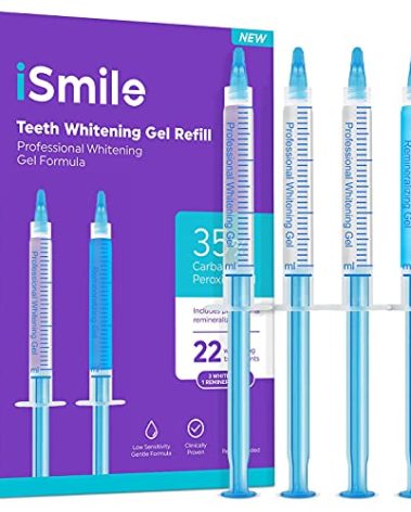 iSmile Teeth Whitening Gel Syringe Refill Pack - (3) 3ml Whitening Gel Syringes, (1) Remineralization Gel Syringe, No Sensitivity, Premium Quality, Use with LED Light and Trays