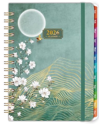 2026 Planner - JAN. 2026 - DEC. 2026, 2026 Planner Weekly and Monthly, 2026 Calendar Planner, Weekly and Monthly Planner with Colorful Tabs, Premium Paper, Twin-wire Binding - Hardcover (6.4" x 8.5", Green, Back Pocket)