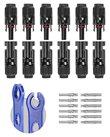 BougeRV 12 PCS Solar Connectors with Spanners Solar Panel Cable Connectors 6 Pairs Male/Female(10AWG)