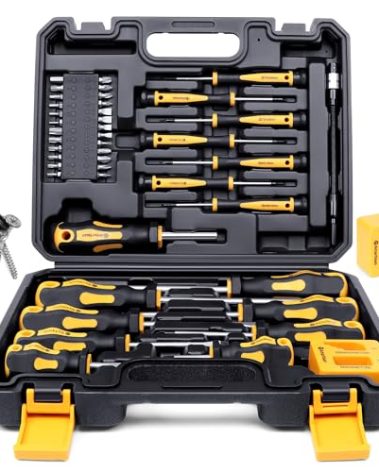 Magnetic Screwdrivers Set with Case, Amartisan 43-piece Includs Slotted, Phillips, Hex, Pozidriv,Torx and Precision Screwdriver Set, Magnetizer Demagnetizer Tools, Tools for Men