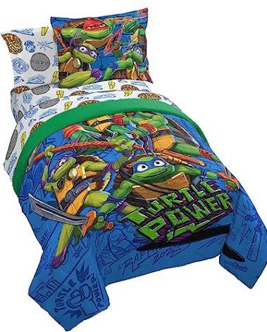 Jay Franco Nickelodeon Teenage Mutant Ninja Turtles Full Comforter Set - 7 Piece Bedding Includes Sheet Set & Pillow Covers - Super Soft Mutant Mayhem Microfiber Bed Set