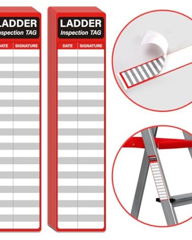 YHNTGB 120Pcs Ladder Inspection Stickers Self Adhesive Safety Maintenance Labels for Industrial Commercial Public or Private Environments 8.5 X 2 Inch Red