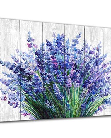Lavender Wall Art Blue Flowers Watercolor Painting Canvas Picture for Bathroom Bedroom Wall Decor Modern Blossom Canvas Art for Living Room Office Home Decoration 20" x 28"