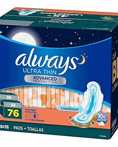 Always Ultra Panty Liners Thin Advanced with Flexi Wings with Coreboost 10 Hours Leak Protection Larger Back 76 Count