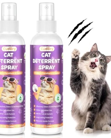 2 Pack Cat Deterrent Spray Indoor & Outdoor– Cat Repellent Spray for Scratching & Marking – Anti-Scratch Deterrent for Furniture, Walls, Cords & Plants – Cat Spray for Training & Behavior Correction