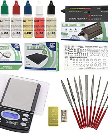 Gold Silver Platinum Diamond Jewelry Tester Appraisal Kit 10K 14K 18K 22K 24K Electronic Scale Test 30X Eye Loupe Magnifier Precious Metals 999 925 Scrap