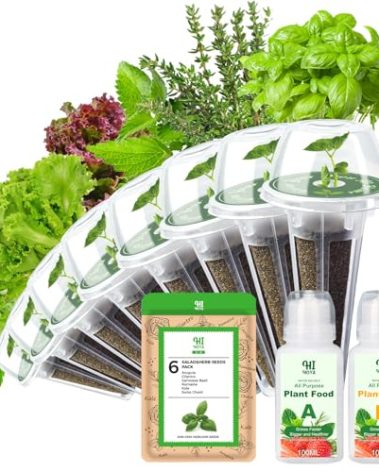 Gourmet Herb & Salad Seed Pod Kit, 8 Pod (Include Seed Basil/Mint/Thyme/Romaine/Butter Head/Red&Green Leaf) Lettuce Seed Pod Kit Compatible with All Hydroponics
