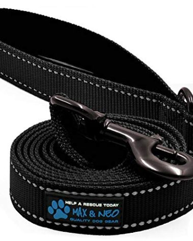 Max and Neo Small Dog Leash - Reflective Nylon, Donates to Dog Rescue (Black, 6x5/8)