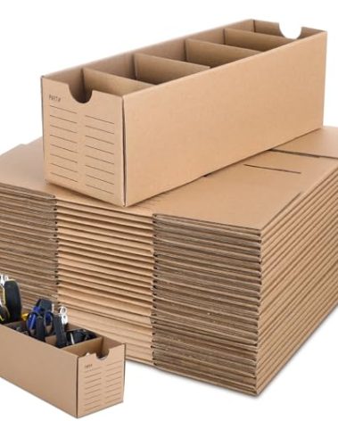 Teenyyou 30 Sets Cardboard Parts Bins Boxes Kraft Cardboard Storage Bins with Dividers for Parts Shelves Stem Project Online Store Inventory Organized(Brown,12 x 4 x 4 Inches)