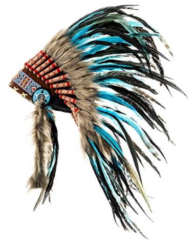 Novum Crafts Feather Headdress | Native American Indian Inspired | Turquoise