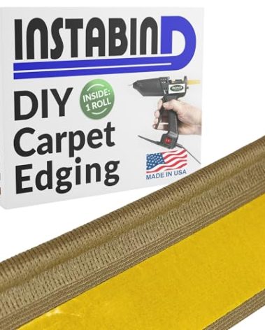 Instabind Carpet Binding - Regular Style, Rug Binding, Ideal for Area Rugs, Durable Hold, DIY Carpet Finishing Edge - Beige, 54 ft Rolls