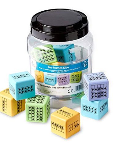 hand2mind Ten Frame Dice, Large Foam Dice for Classroom, Subitizing Dice, Math Manipulatives for Elementary School, Counting Toys for Toddlers, Educational Toys for Preschool Children (Set of 12)