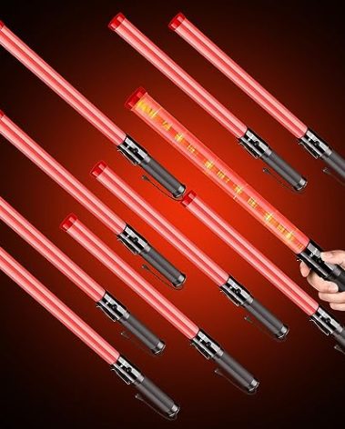 HiGiant 10 Pack 21 Inches LED Traffic Control Baton, Red Light Wands with 2 Flashing Modes, Air Traffic Control Light with Side Clip for Parking Direct, Airport Safety