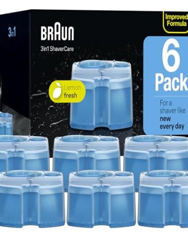 Braun Clean & Renew Refill Cartridges CCR, Replacement Shaver Cleaner Solution for Clean&Charge Cleaning System, Pack of 6