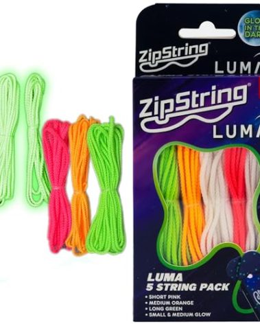 ZipString Luma Replacement Strings for Rope Launcher Toy, Pack of 5 - UV Reactive Glow in The Dark Fidget String for Kids & Adults - Shark Tank Featured Lasso Rope Loop String Replacement