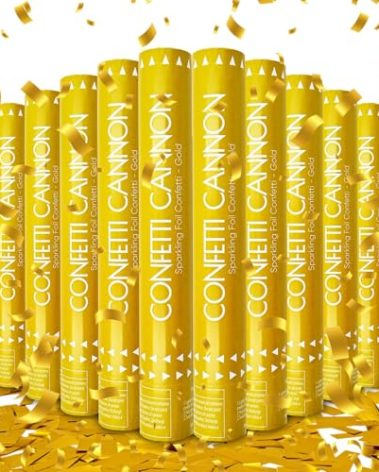 Confetti Cannon Gold Party Poppers 12 Inch Streamer Cannon 12 Pack Golden Party Poppers Shooters Foil Gold Popper Cannon Bulk for Wedding,Birthday,Graduation,New Year Celebration