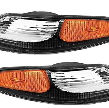 AmeriLite Black Replacement Bumper Parking Turn Signal Lights Set For Chevy Corvette - Passenger and Driver Side