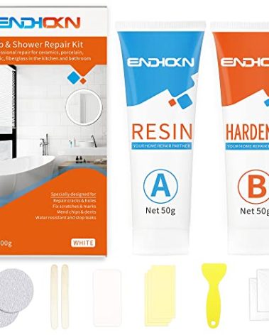 Bath Repair Kit White, Endhokn Enamel, Porcelain, Acrylic, Fiberglass, Ceramic Sink, Tub Tile Toilet Shower Kit & Tray & Chip & Pedestal Crack Hole Scratches Repair