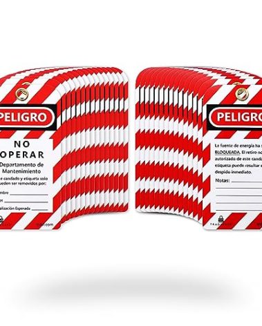 TRADESAFE Spanish Lockout Tagout Tags - Peligro No Operar, 30 Danger Do Not Operate Tags with 30 Zip Ties, Premium 32 mil Vinyl, OSHA Compliant Loto Tag for Lock Out Tag Out, Equipment Repair