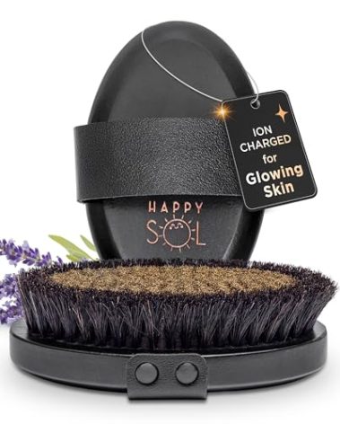 Copper Dry Brushing Body Brush for Lymphatic Drainage by HAPPY SOL - Ion Charged Copper Bristles for Glowing Skin, Improve Blood Circulation and Reduce Stress