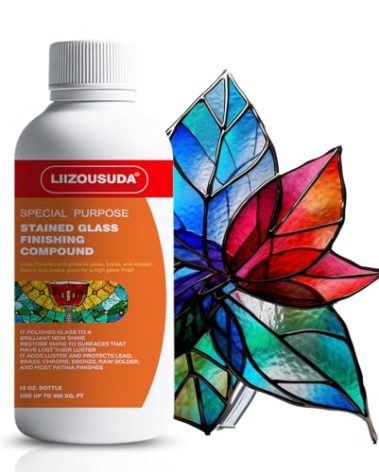 Stained Glass Finishing Compound - Glass Polishing Compound, for Stained Glass, Polish & Protect - Glass Polish - Professional Polishing of Stained Glass Surfaces - Brightens Clarity & Vision - 7.1oz