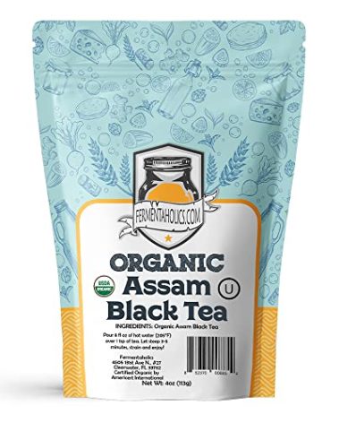 Fermentaholics Assam Black Tea – 4 oz – USDA Certified Organic Loose Leaf – OU Kosher – Ideal For Brewing Kombucha