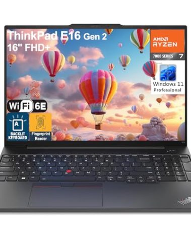 Lenovo ThinkPad E16 G2 16" FHD+ Business Laptop Computer, AMD 8-Core Ryzen 7 7735HS (Beat i7-1355U), 64GB DDR5 RAM, 2TB PCIe SSD, WiFi 6E, Backlit Keyboard, Fingerprint Reader, Windows 11 Pro, AZ-XUT