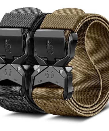 KEMISANT Men Tactical Belt,Stretch Nylon Belt Adjustable for Rigger Military Heavy Duty Work 1.5"-Quick Release(Black/Wood Thrush,38"-42" Waist Adjustable)
